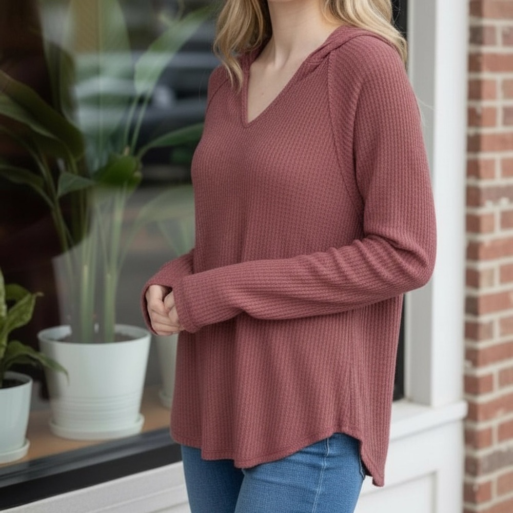 Wild Fable Dusty Rose Waffle Knit Top